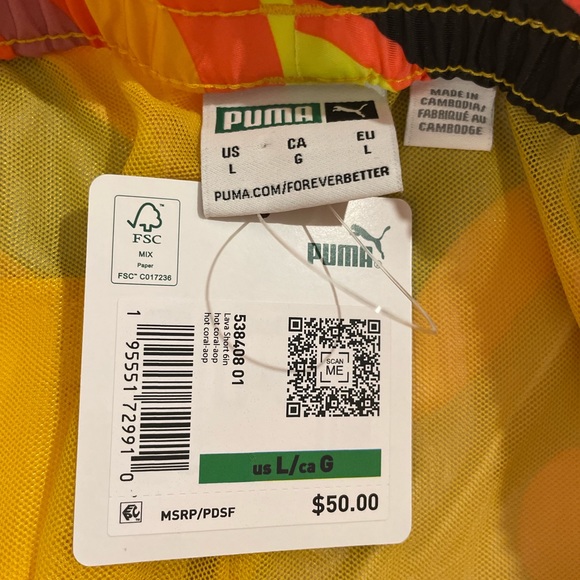 Puma Swim/Active Neon Lava Short- Men’s Size Large - Picture 4 of 7